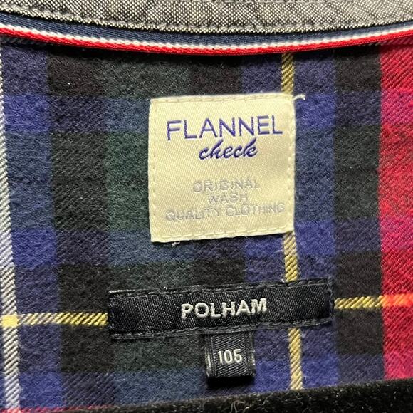 Polham Flannel Check Button Down Boyfriend Shirt Red Blue Oversized Size Small - Picture 6 of 7